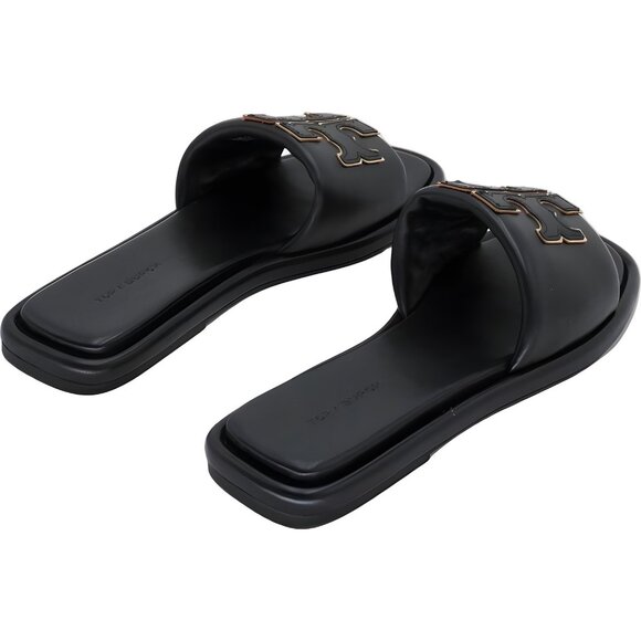 Tory Burch Double T Sport Slide Sandals Black/Gold Women's US 6 - Picture 3 of 6
